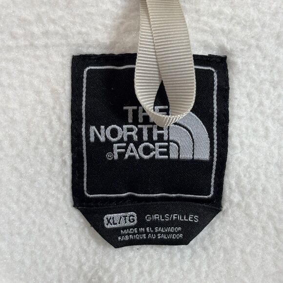 The North Face Denali Fleece Jacket Girls XL White Gray Polartec Full Zip Panels - Picture 8 of 11